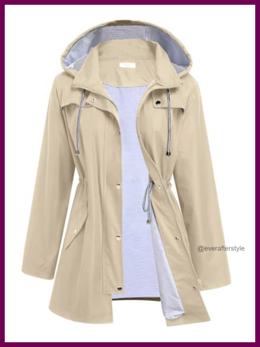 Hount Women's Lightweight Waterproof Lined Raincoat Trench Coat